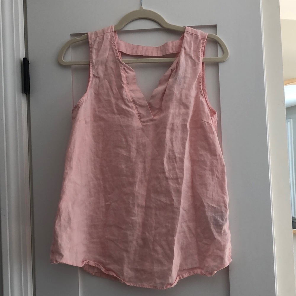HARVE BERNARD cut out light pink 100% linen shirt